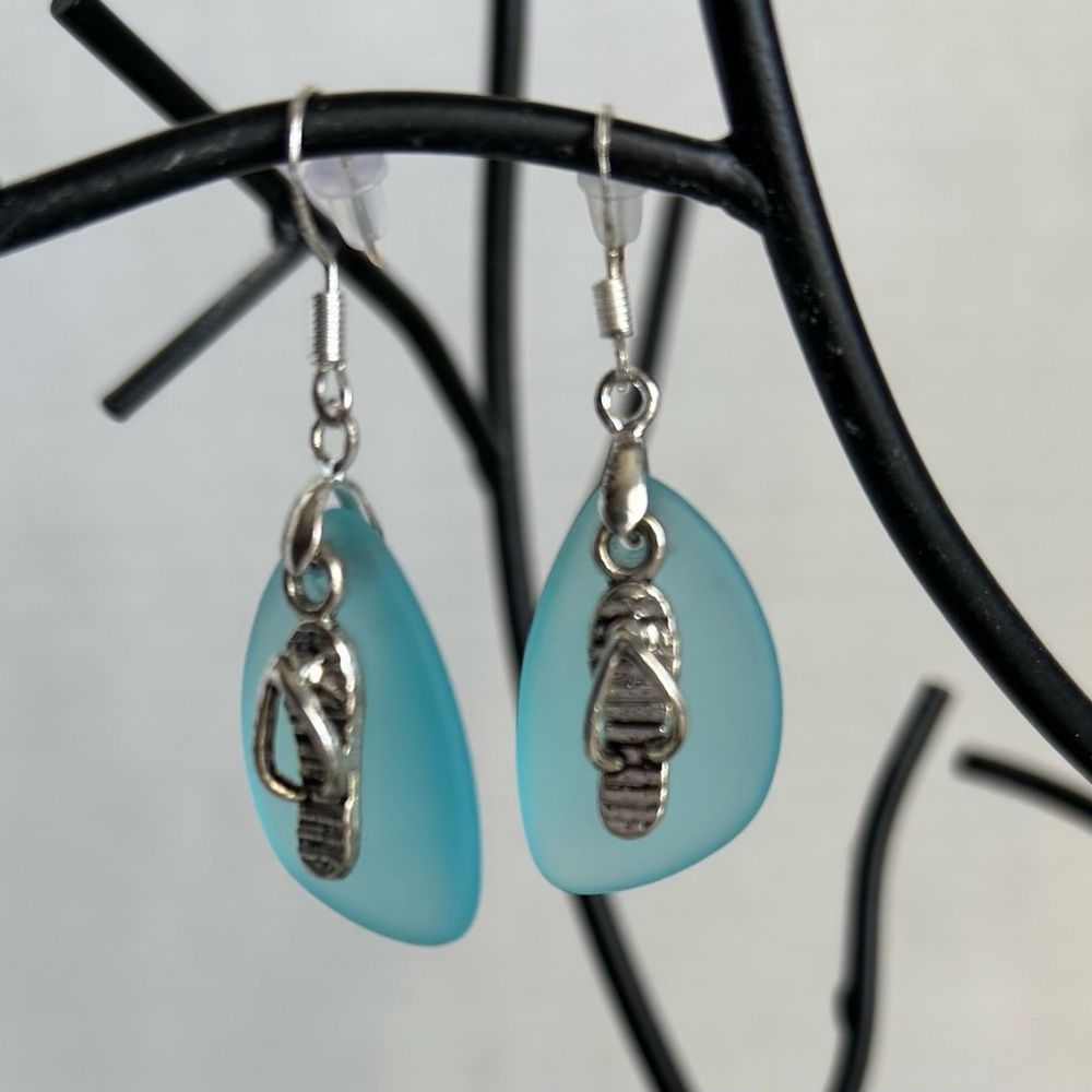 Handmade Sea Glass and Flip Flop Earrings